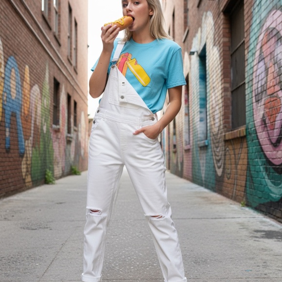 Brock Davis “Mustardstache” Graphic Tee Aqua Relaxed - Picture 2 of 5